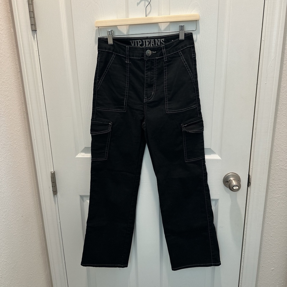 VIP Black Cargo Pants with Utility Pockets Size 7/8